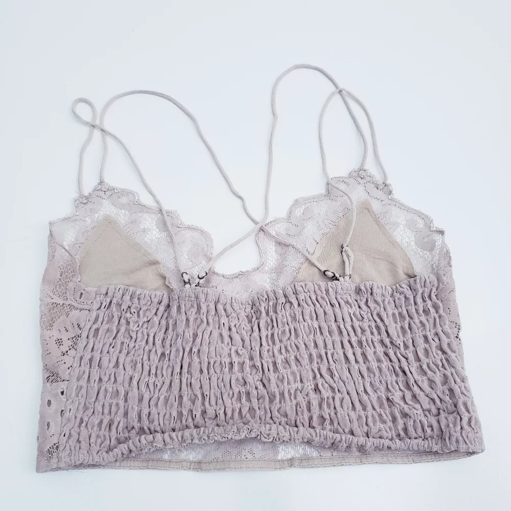 Free People Madonna Crushed Velvet Bralette Cream/Tan